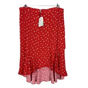 Skies are Blue Curvy Louisa Faux Wrap Midi Skirt Red Floral Sz 2X NWT Stitch Fix
